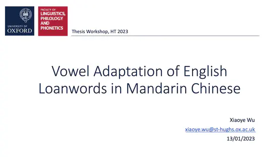 Vowel Adaptation of English Loanwords in Mandarin Chinese