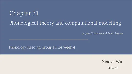 Phonological Theory and Computational Modelling